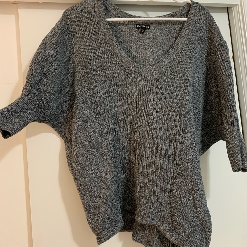 Express gray sweater material poncho blouse